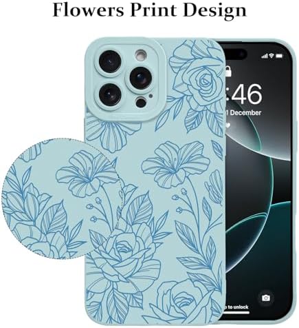 LSL Funda para iPhone 13, diseño de flores moradas, diseño de estampado de flores, TPU suave, lente de cámara completa, anti-caídas, antiarañazos, a prueba de golpes, funda protectora delgada para