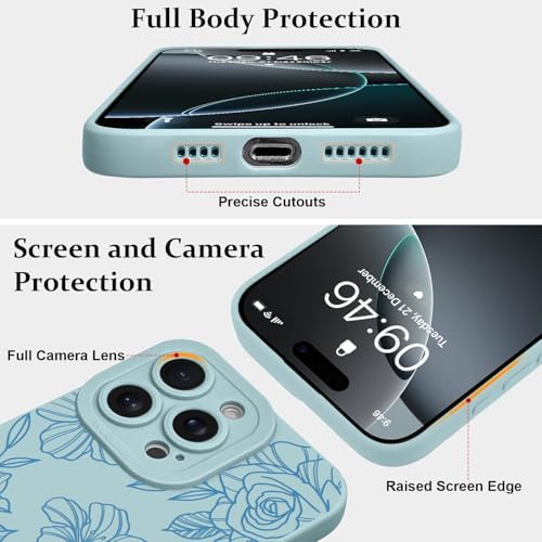 LSL Funda para iPhone 13, diseño de flores moradas, diseño de estampado de flores, TPU suave, lente de cámara completa, anti-caídas, antiarañazos, a prueba de golpes, funda protectora delgada para
