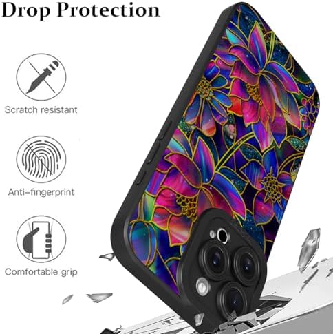 LSL Funda para iPhone 13, diseño de flores moradas, diseño de estampado de flores, TPU suave, lente de cámara completa, anti-caídas, antiarañazos, a prueba de golpes, funda protectora delgada para