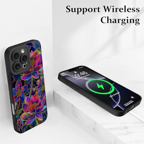 LSL Funda para iPhone 13, diseño de flores moradas, diseño de estampado de flores, TPU suave, lente de cámara completa, anti-caídas, antiarañazos, a prueba de golpes, funda protectora delgada para