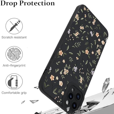 LSL Funda para iPhone 13, diseño de flores moradas, diseño de estampado de flores, TPU suave, lente de cámara completa, anti-caídas, antiarañazos, a prueba de golpes, funda protectora delgada para