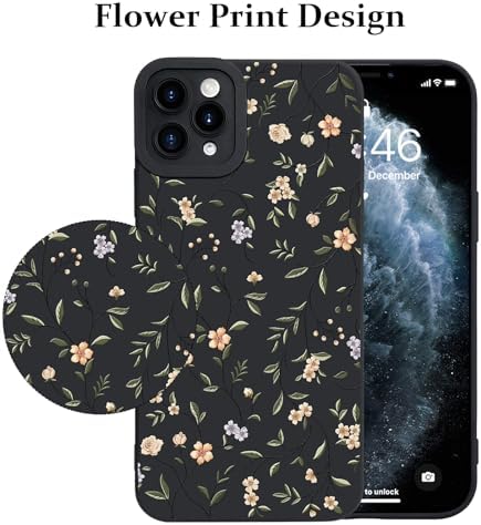 LSL Funda para iPhone 13, diseño de flores moradas, diseño de estampado de flores, TPU suave, lente de cámara completa, anti-caídas, antiarañazos, a prueba de golpes, funda protectora delgada para