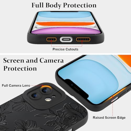 LSL Funda para iPhone 13, diseño de flores moradas, diseño de estampado de flores, TPU suave, lente de cámara completa, anti-caídas, antiarañazos, a prueba de golpes, funda protectora delgada para