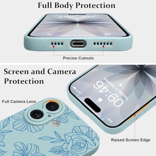 LSL Funda para iPhone 13, diseño de flores moradas, diseño de estampado de flores, TPU suave, lente de cámara completa, anti-caídas, antiarañazos, a prueba de golpes, funda protectora delgada para