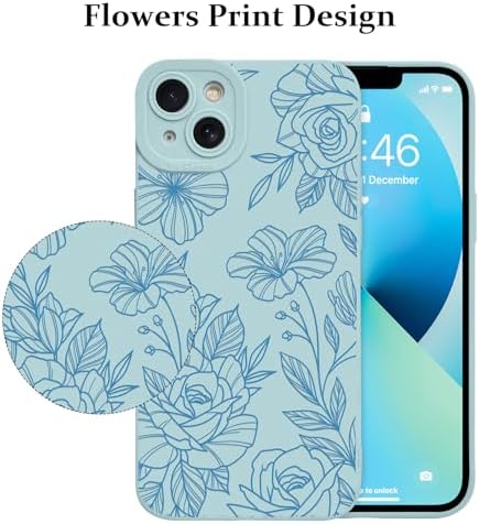LSL Funda para iPhone 13, diseño de flores moradas, diseño de estampado de flores, TPU suave, lente de cámara completa, anti-caídas, antiarañazos, a prueba de golpes, funda protectora delgada para