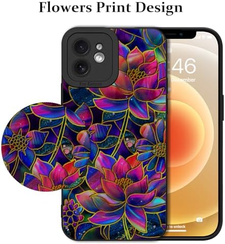 LSL Funda para iPhone 13, diseño de flores moradas, diseño de estampado de flores, TPU suave, lente de cámara completa, anti-caídas, antiarañazos, a prueba de golpes, funda protectora delgada para