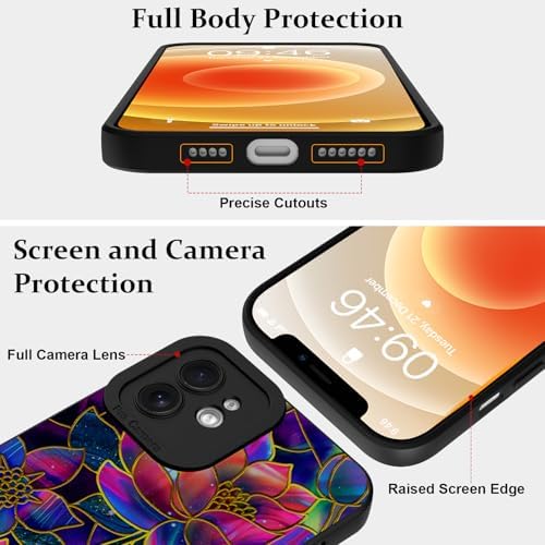 LSL Funda para iPhone 13, diseño de flores moradas, diseño de estampado de flores, TPU suave, lente de cámara completa, anti-caídas, antiarañazos, a prueba de golpes, funda protectora delgada para