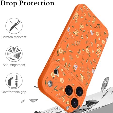 LSL Funda para iPhone 13, diseño de flores moradas, diseño de estampado de flores, TPU suave, lente de cámara completa, anti-caídas, antiarañazos, a prueba de golpes, funda protectora delgada para