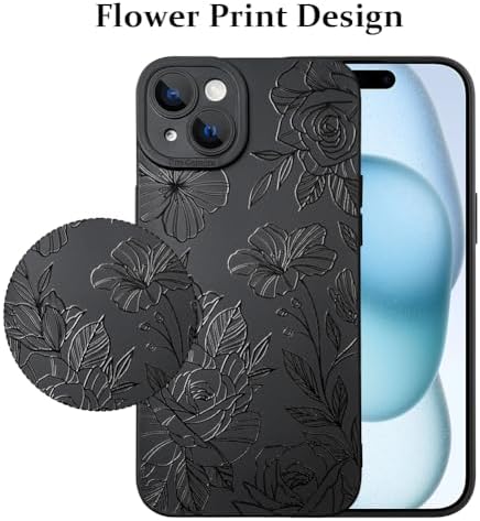 LSL Funda para iPhone 13, diseño de flores moradas, diseño de estampado de flores, TPU suave, lente de cámara completa, anti-caídas, antiarañazos, a prueba de golpes, funda protectora delgada para