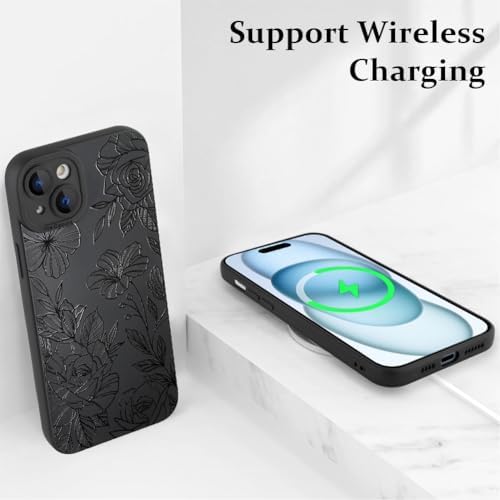 LSL Funda para iPhone 13, diseño de flores moradas, diseño de estampado de flores, TPU suave, lente de cámara completa, anti-caídas, antiarañazos, a prueba de golpes, funda protectora delgada para