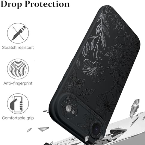 LSL Funda para iPhone 13, diseño de flores moradas, diseño de estampado de flores, TPU suave, lente de cámara completa, anti-caídas, antiarañazos, a prueba de golpes, funda protectora delgada para
