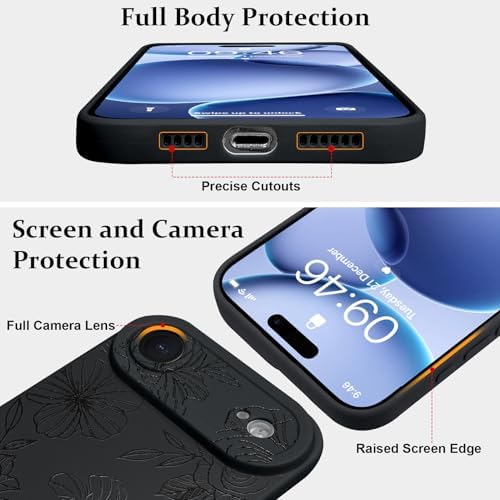 LSL Funda para iPhone 13, diseño de flores moradas, diseño de estampado de flores, TPU suave, lente de cámara completa, anti-caídas, antiarañazos, a prueba de golpes, funda protectora delgada para