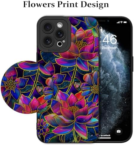 LSL Funda para iPhone 13, diseño de flores moradas, diseño de estampado de flores, TPU suave, lente de cámara completa, anti-caídas, antiarañazos, a prueba de golpes, funda protectora delgada para