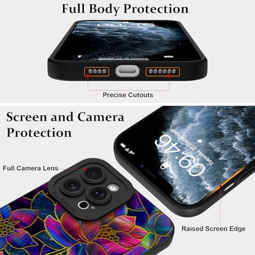 LSL Funda para iPhone 13, diseño de flores moradas, diseño de estampado de flores, TPU suave, lente de cámara completa, anti-caídas, antiarañazos, a prueba de golpes, funda protectora delgada para