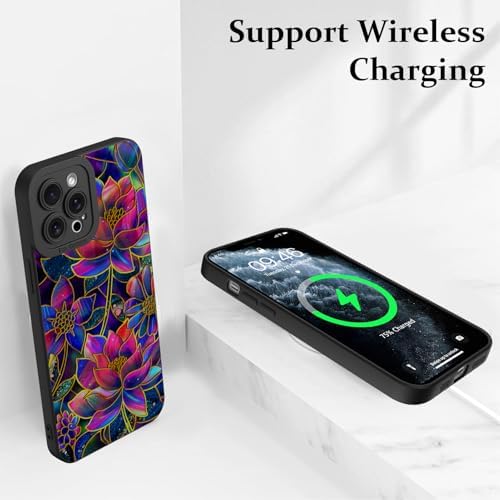 LSL Funda para iPhone 13, diseño de flores moradas, diseño de estampado de flores, TPU suave, lente de cámara completa, anti-caídas, antiarañazos, a prueba de golpes, funda protectora delgada para