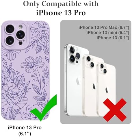 LSL Funda para iPhone 13, diseño de flores moradas, diseño de estampado de flores, TPU suave, lente de cámara completa, anti-caídas, antiarañazos, a prueba de golpes, funda protectora delgada para