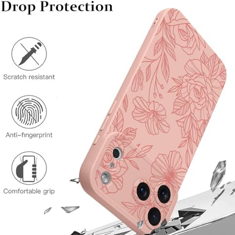 LSL Funda para iPhone 13, diseño de flores moradas, diseño de estampado de flores, TPU suave, lente de cámara completa, anti-caídas, antiarañazos, a prueba de golpes, funda protectora delgada para