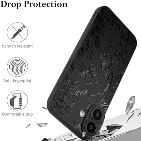 LSL Funda para iPhone 13, diseño de flores moradas, diseño de estampado de flores, TPU suave, lente de cámara completa, anti-caídas, antiarañazos, a prueba de golpes, funda protectora delgada para