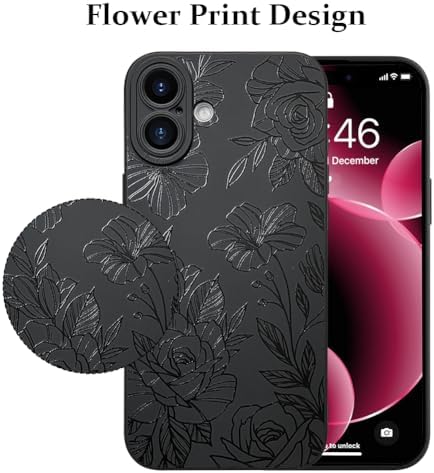 LSL Funda para iPhone 13, diseño de flores moradas, diseño de estampado de flores, TPU suave, lente de cámara completa, anti-caídas, antiarañazos, a prueba de golpes, funda protectora delgada para