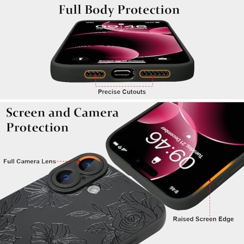 LSL Funda para iPhone 13, diseño de flores moradas, diseño de estampado de flores, TPU suave, lente de cámara completa, anti-caídas, antiarañazos, a prueba de golpes, funda protectora delgada para