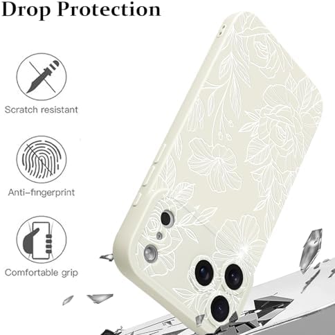 LSL Funda para iPhone 13, diseño de flores moradas, diseño de estampado de flores, TPU suave, lente de cámara completa, anti-caídas, antiarañazos, a prueba de golpes, funda protectora delgada para