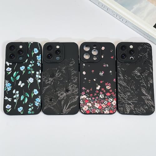 LSL Funda para iPhone 13, diseño de flores moradas, diseño de estampado de flores, TPU suave, lente de cámara completa, anti-caídas, antiarañazos, a prueba de golpes, funda protectora delgada para