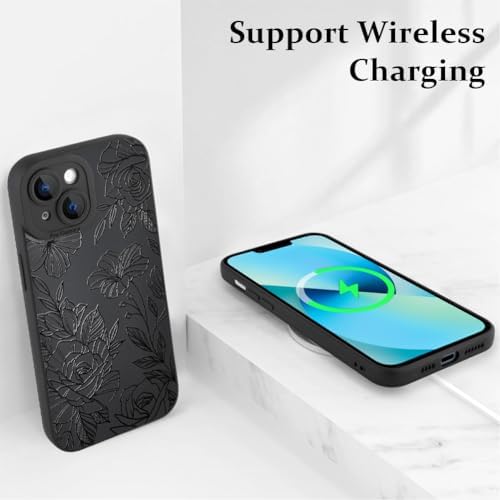 LSL Funda para iPhone 13, diseño de flores moradas, diseño de estampado de flores, TPU suave, lente de cámara completa, anti-caídas, antiarañazos, a prueba de golpes, funda protectora delgada para