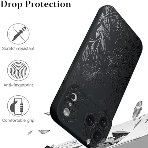 LSL Funda para iPhone 13, diseño de flores moradas, diseño de estampado de flores, TPU suave, lente de cámara completa, anti-caídas, antiarañazos, a prueba de golpes, funda protectora delgada para