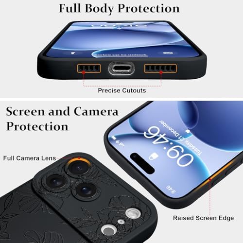 LSL Funda para iPhone 13, diseño de flores moradas, diseño de estampado de flores, TPU suave, lente de cámara completa, anti-caídas, antiarañazos, a prueba de golpes, funda protectora delgada para