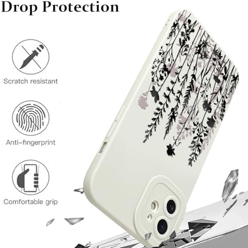 LSL Funda para iPhone 13, diseño de flores moradas, diseño de estampado de flores, TPU suave, lente de cámara completa, anti-caídas, antiarañazos, a prueba de golpes, funda protectora delgada para