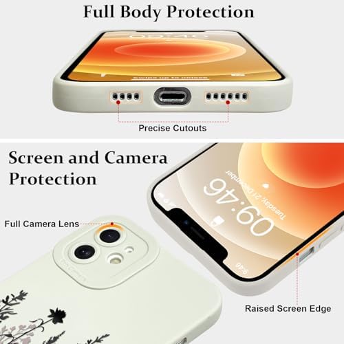 LSL Funda para iPhone 13, diseño de flores moradas, diseño de estampado de flores, TPU suave, lente de cámara completa, anti-caídas, antiarañazos, a prueba de golpes, funda protectora delgada para