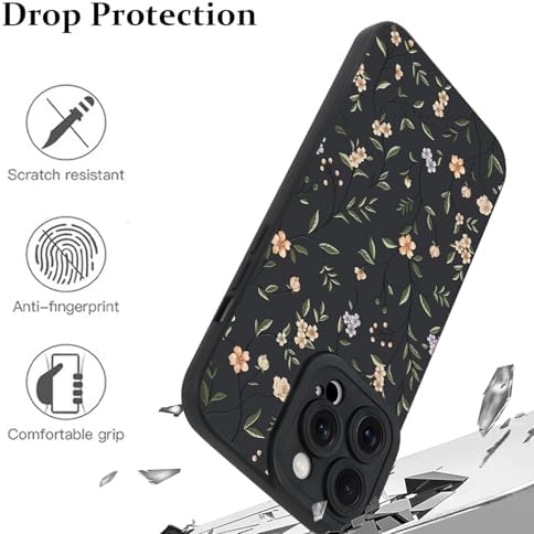 LSL Funda para iPhone 13, diseño de flores moradas, diseño de estampado de flores, TPU suave, lente de cámara completa, anti-caídas, antiarañazos, a prueba de golpes, funda protectora delgada para