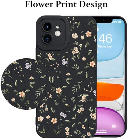 LSL Funda para iPhone 13, diseño de flores moradas, diseño de estampado de flores, TPU suave, lente de cámara completa, anti-caídas, antiarañazos, a prueba de golpes, funda protectora delgada para