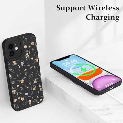 LSL Funda para iPhone 13, diseño de flores moradas, diseño de estampado de flores, TPU suave, lente de cámara completa, anti-caídas, antiarañazos, a prueba de golpes, funda protectora delgada para