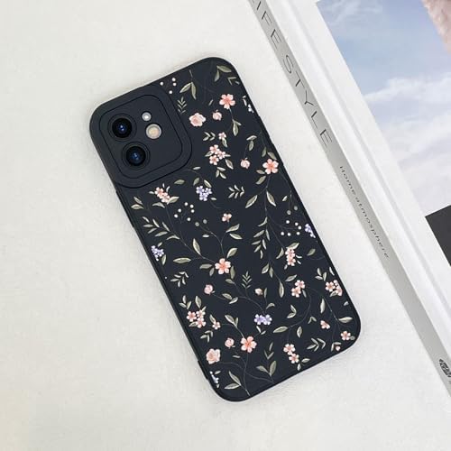 LSL Funda para iPhone 13, diseño de flores moradas, diseño de estampado de flores, TPU suave, lente de cámara completa, anti-caídas, antiarañazos, a prueba de golpes, funda protectora delgada para
