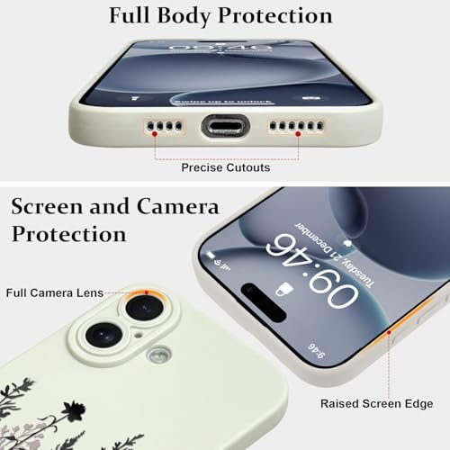 LSL Funda para iPhone 13, diseño de flores moradas, diseño de estampado de flores, TPU suave, lente de cámara completa, anti-caídas, antiarañazos, a prueba de golpes, funda protectora delgada para