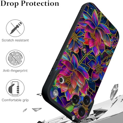 LSL Funda para iPhone 13, diseño de flores moradas, diseño de estampado de flores, TPU suave, lente de cámara completa, anti-caídas, antiarañazos, a prueba de golpes, funda protectora delgada para