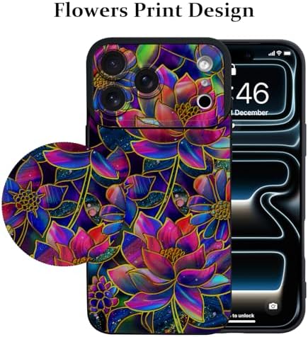 LSL Funda para iPhone 13, diseño de flores moradas, diseño de estampado de flores, TPU suave, lente de cámara completa, anti-caídas, antiarañazos, a prueba de golpes, funda protectora delgada para