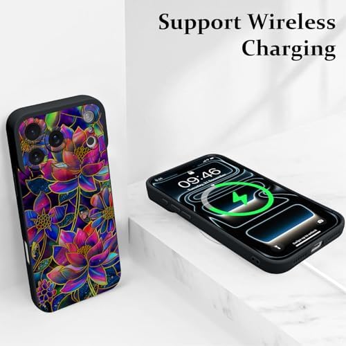 LSL Funda para iPhone 13, diseño de flores moradas, diseño de estampado de flores, TPU suave, lente de cámara completa, anti-caídas, antiarañazos, a prueba de golpes, funda protectora delgada para