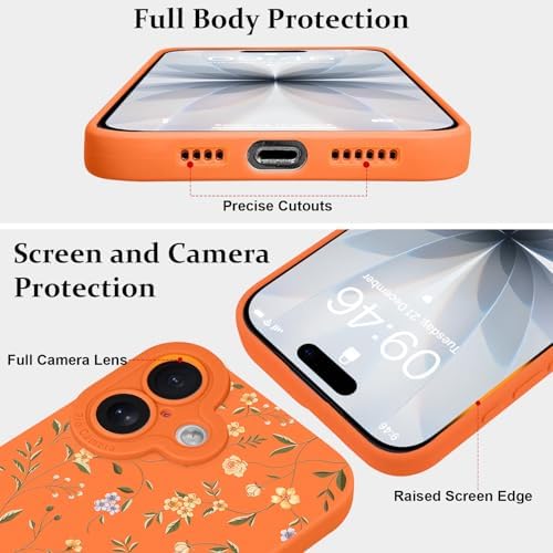 LSL Funda para iPhone 13, diseño de flores moradas, diseño de estampado de flores, TPU suave, lente de cámara completa, anti-caídas, antiarañazos, a prueba de golpes, funda protectora delgada para