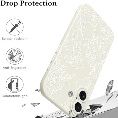 LSL Funda para iPhone 13, diseño de flores moradas, diseño de estampado de flores, TPU suave, lente de cámara completa, anti-caídas, antiarañazos, a prueba de golpes, funda protectora delgada para
