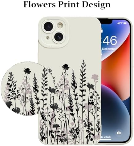 LSL Funda para iPhone 13, diseño de flores moradas, diseño de estampado de flores, TPU suave, lente de cámara completa, anti-caídas, antiarañazos, a prueba de golpes, funda protectora delgada para