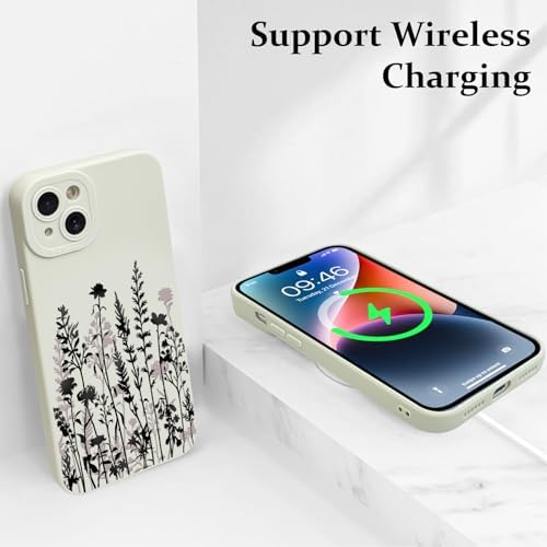 LSL Funda para iPhone 13, diseño de flores moradas, diseño de estampado de flores, TPU suave, lente de cámara completa, anti-caídas, antiarañazos, a prueba de golpes, funda protectora delgada para