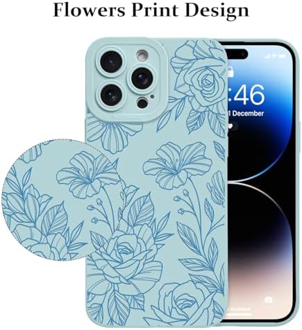 LSL Funda para iPhone 13, diseño de flores moradas, diseño de estampado de flores, TPU suave, lente de cámara completa, anti-caídas, antiarañazos, a prueba de golpes, funda protectora delgada para
