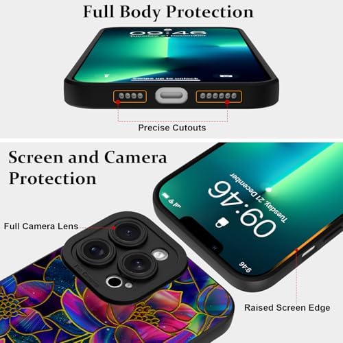 LSL Funda para iPhone 13, diseño de flores moradas, diseño de estampado de flores, TPU suave, lente de cámara completa, anti-caídas, antiarañazos, a prueba de golpes, funda protectora delgada para