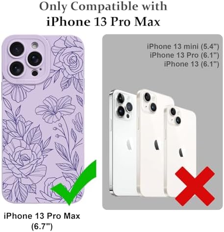 LSL Funda para iPhone 13, diseño de flores moradas, diseño de estampado de flores, TPU suave, lente de cámara completa, anti-caídas, antiarañazos, a prueba de golpes, funda protectora delgada para