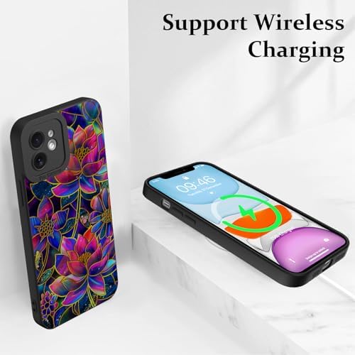 LSL Funda para iPhone 13, diseño de flores moradas, diseño de estampado de flores, TPU suave, lente de cámara completa, anti-caídas, antiarañazos, a prueba de golpes, funda protectora delgada para