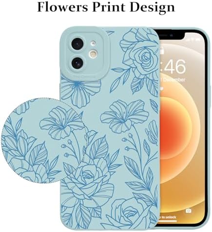 LSL Funda para iPhone 13, diseño de flores moradas, diseño de estampado de flores, TPU suave, lente de cámara completa, anti-caídas, antiarañazos, a prueba de golpes, funda protectora delgada para