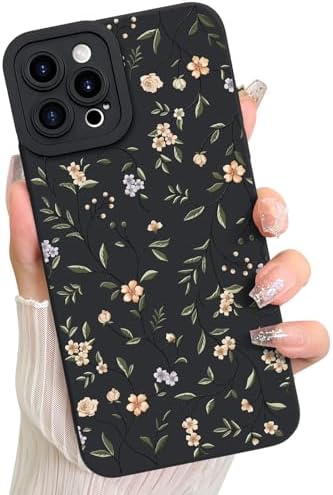 LSL Funda para iPhone 13, diseño de flores moradas, diseño de estampado de flores, TPU suave, lente de cámara completa, anti-caídas, antiarañazos, a prueba de golpes, funda protectora delgada para