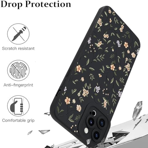 LSL Funda para iPhone 13, diseño de flores moradas, diseño de estampado de flores, TPU suave, lente de cámara completa, anti-caídas, antiarañazos, a prueba de golpes, funda protectora delgada para